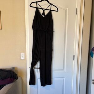 Soma Black Strappy V-Neck Jumpsuit size L